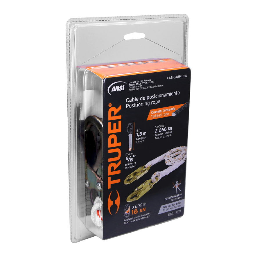 Cable de posicionamiento cuerda de poliéster de 1.5 m, ANSI, 10511