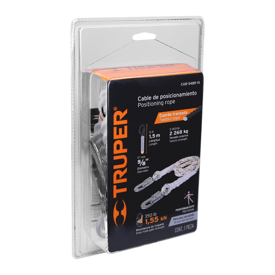 Cable de posicionamiento cuerda de poliéster de 1.5 m Caja con 2, 14435