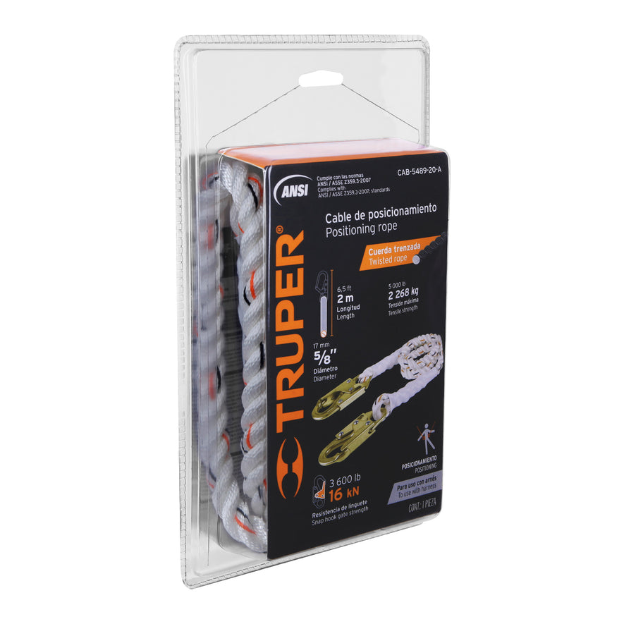 Cable de posicionamiento cuerda de poliéster de 2 m, ANSI, 10512