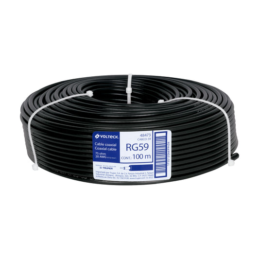 Metro de cable coaxial RG59 en rollo de 100 m, Volteck Caja con 100, 48473