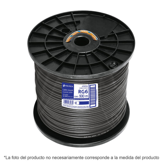 Metro de cable coaxial RG6 en carrete de 305 m, Volteck Caja con 305, 45030