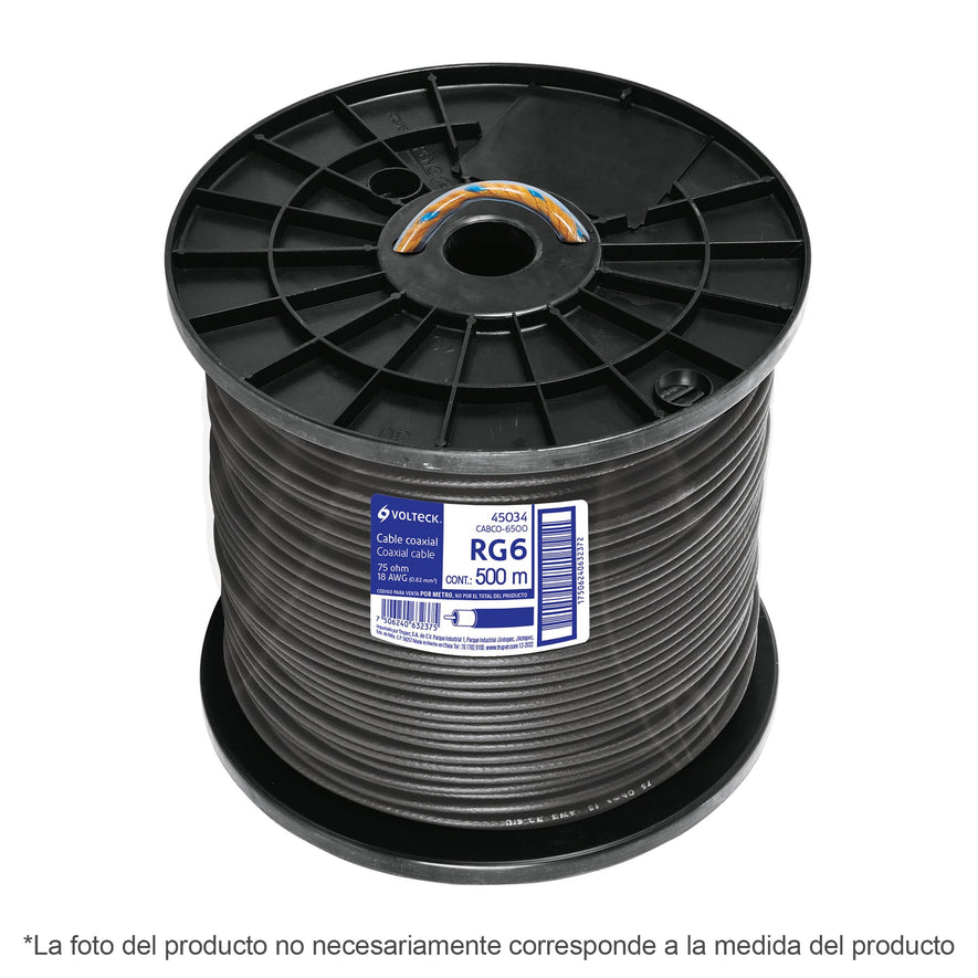 Metro de cable coaxial RG6 en carrete de 305 m, Volteck Caja con 305, 45030