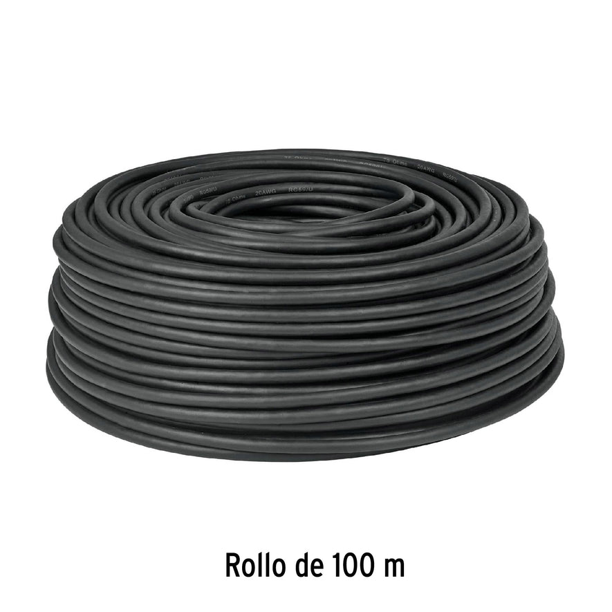 Metro de cable coaxial RG6 en rollo de 100 m, Volteck Caja con 100, 48474