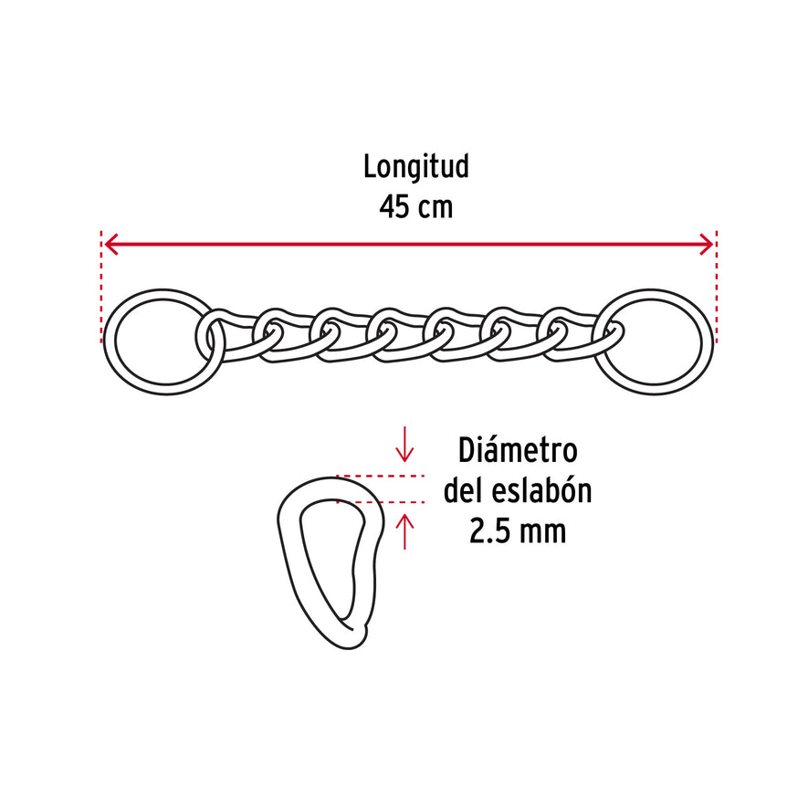 Collar de entrenamiento para perro, 45 cm, eslabón 2.5 mm Caja con 12, 44290
