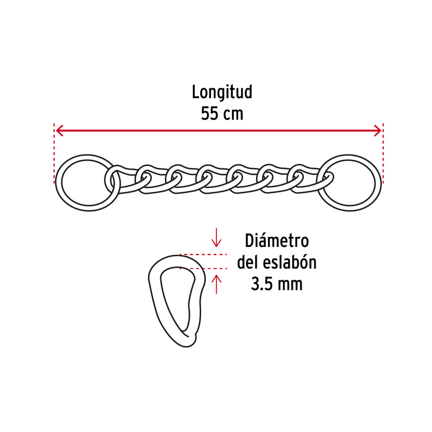 Collar de entrenamiento para perro, 55 cm, eslabón 3.5 mm Caja con 12, 44292