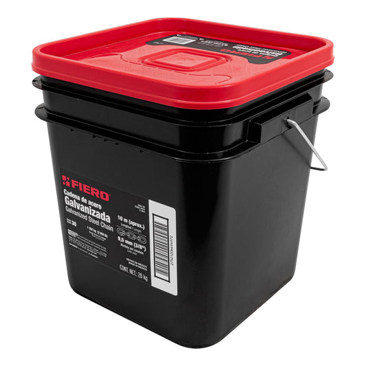 Metro de cadena galvanizada de 3/8', 10 m en cubeta, Fiero Caja con 10, 44273