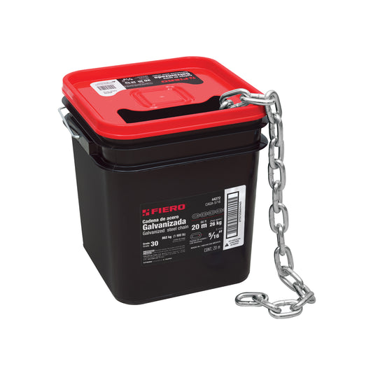 Metro de cadena galvanizada de 5/16', 20 m en cubeta, Fiero Caja con 20, 44272