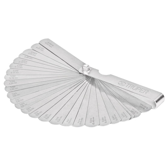 Calibrador de 26 hojas std / mm, Truper Caja con 6, 14396