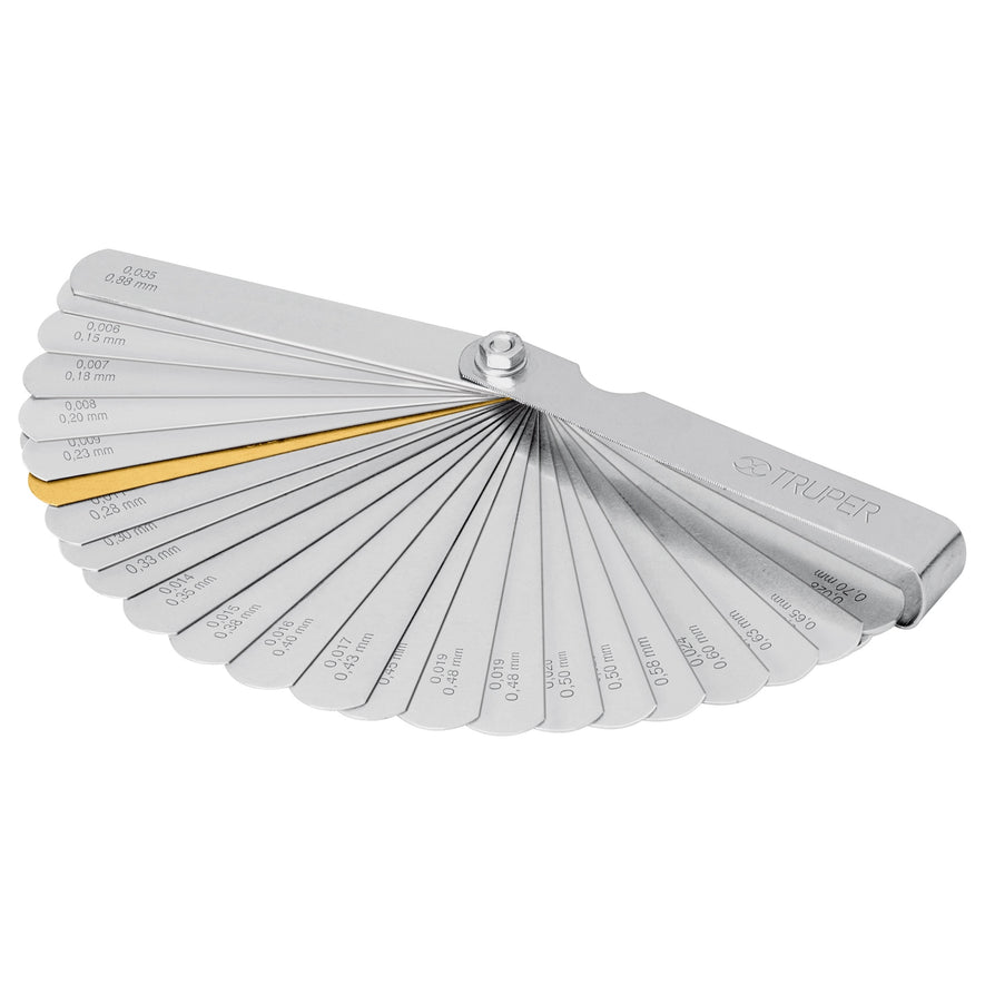 Calibrador de 32 hojas std / mm, Truper Caja con 6, 14397