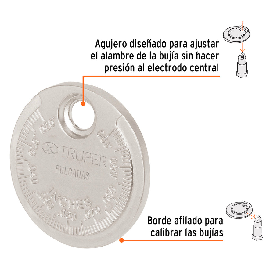 Calibrador redondo para bujías, Truper Caja con 6, 14398