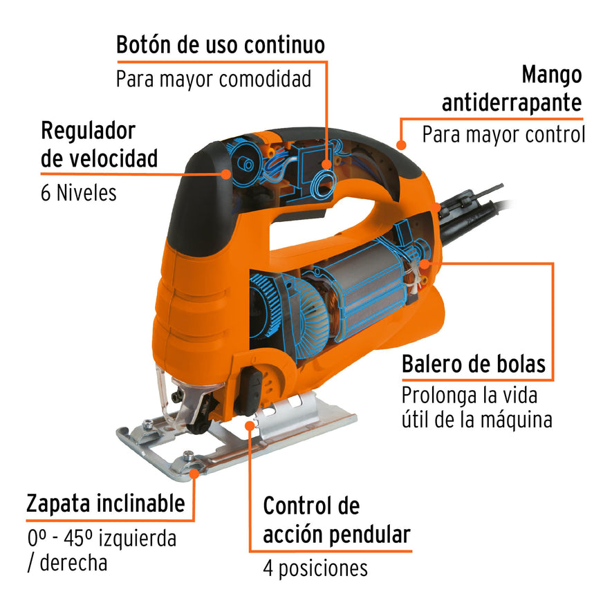 Sierra caladora 550W 4.5 A vel. variable, TRUPER PRO, 15420