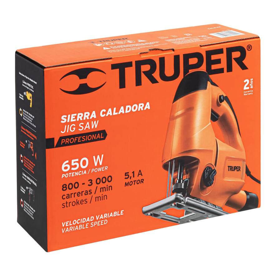 Sierra caladora 650 W 5.1 A velocidad variable, profesional, 15422