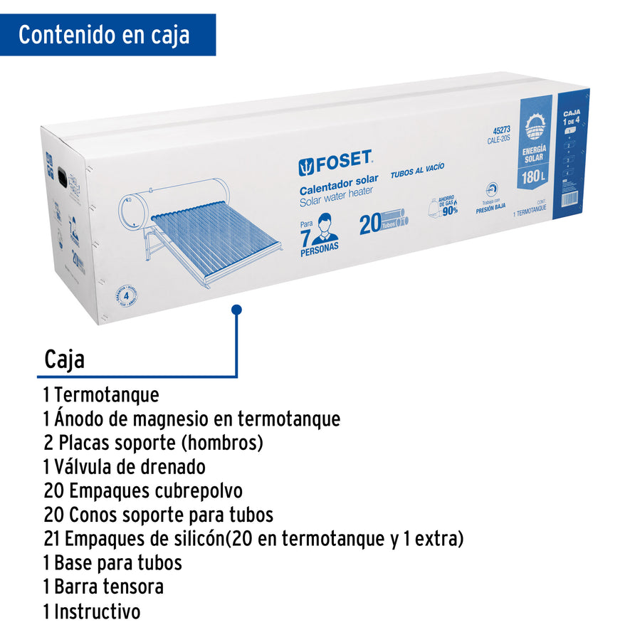 Termotanque p/calentador solar CALE-20S, Foset, 47668