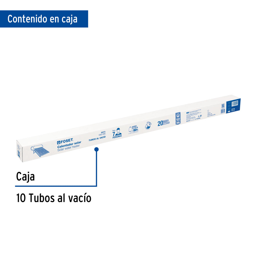 Caja c/10 tubos p/calentador solar CALE-20S, 2 de 2, Foset, 47670