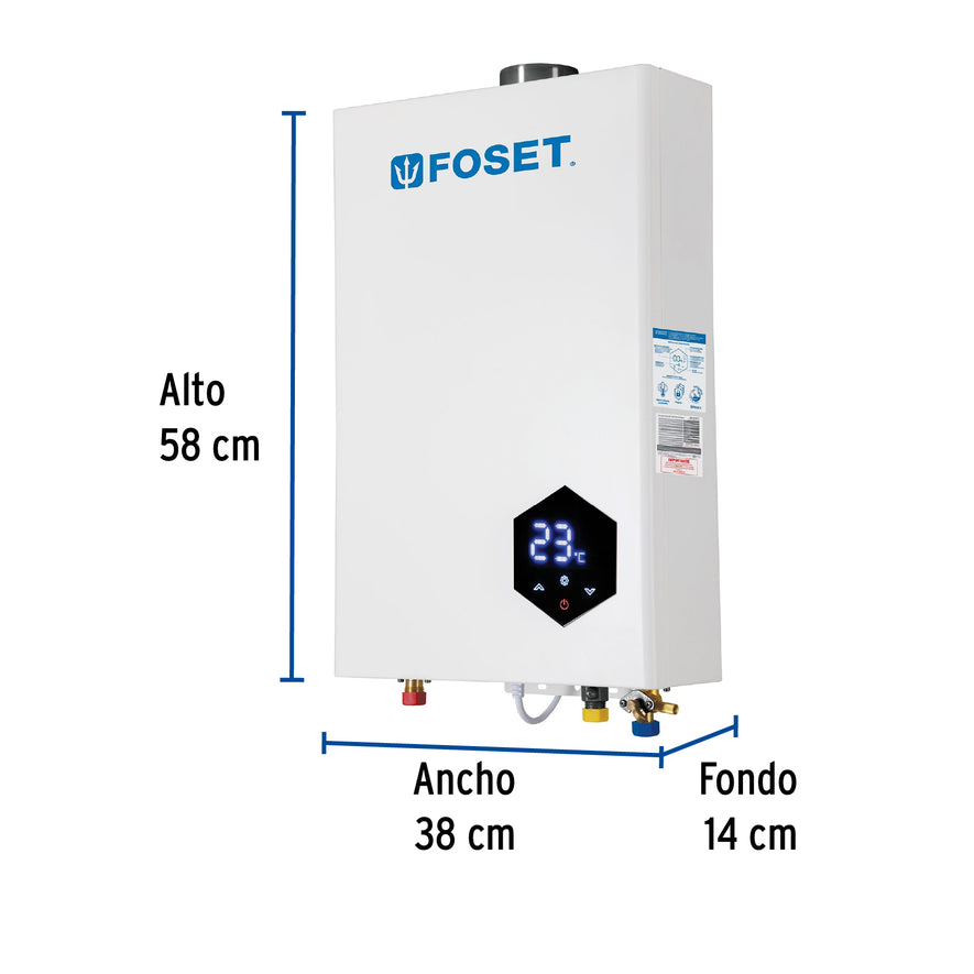 Calentador instantáneo modulante, 24L, 4 serv, gas LP, Foset, 48017