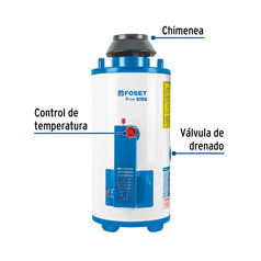 Calentador de paso, rápida recup, 9L, 2 serv, gas LP, Foset, 47922