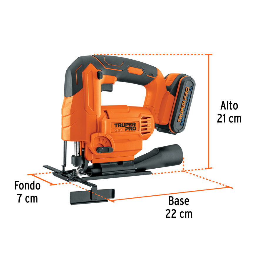 Sierra caladora 20V, 1 batería 2Ah, PRO, 102859