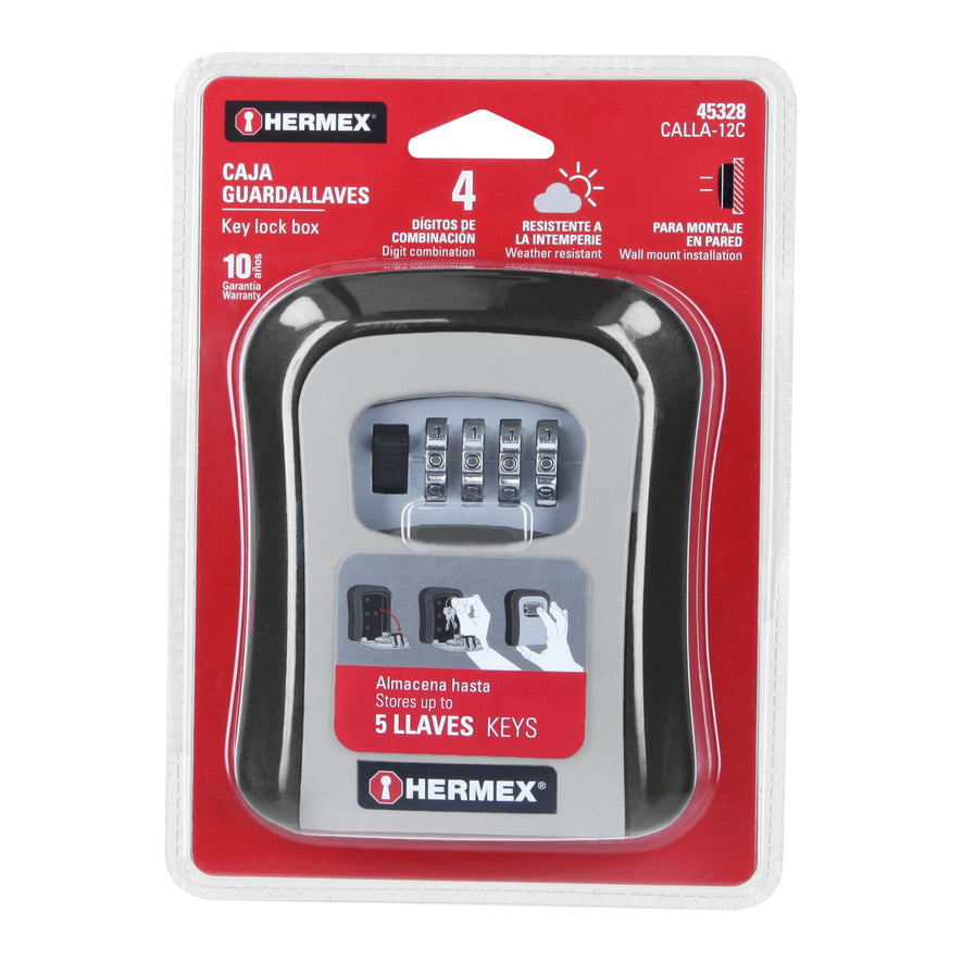 Caja de combinación guardallaves para pared, 12cm, Hermex Caja con 2, 45328