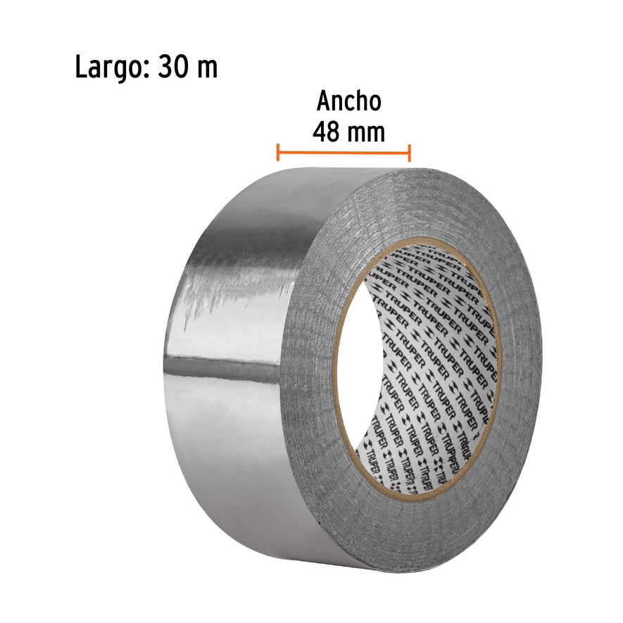 Cinta de aluminio de 48 mm x 30 m, Truper Caja con 6, 12135