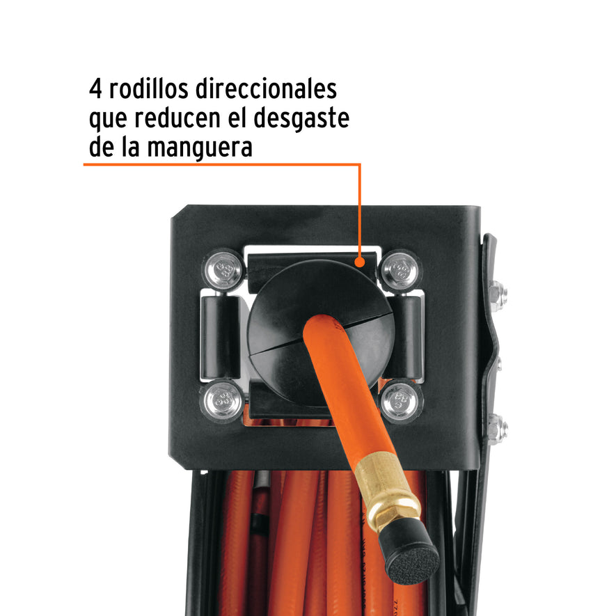 Manguera para compresor,de hule,15m x 3/8',carrete retráctil, 10388
