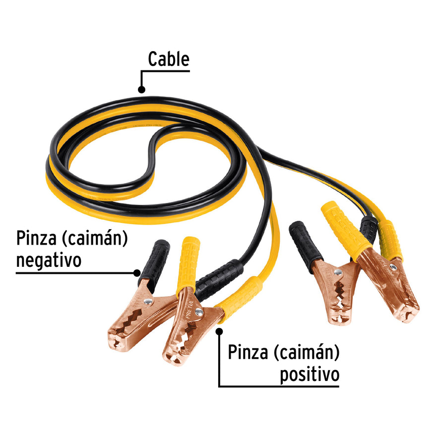 Cables pasa corriente 2.5m, 125 A, 10 AWG, con funda, Pretul Caja con 5, 22808