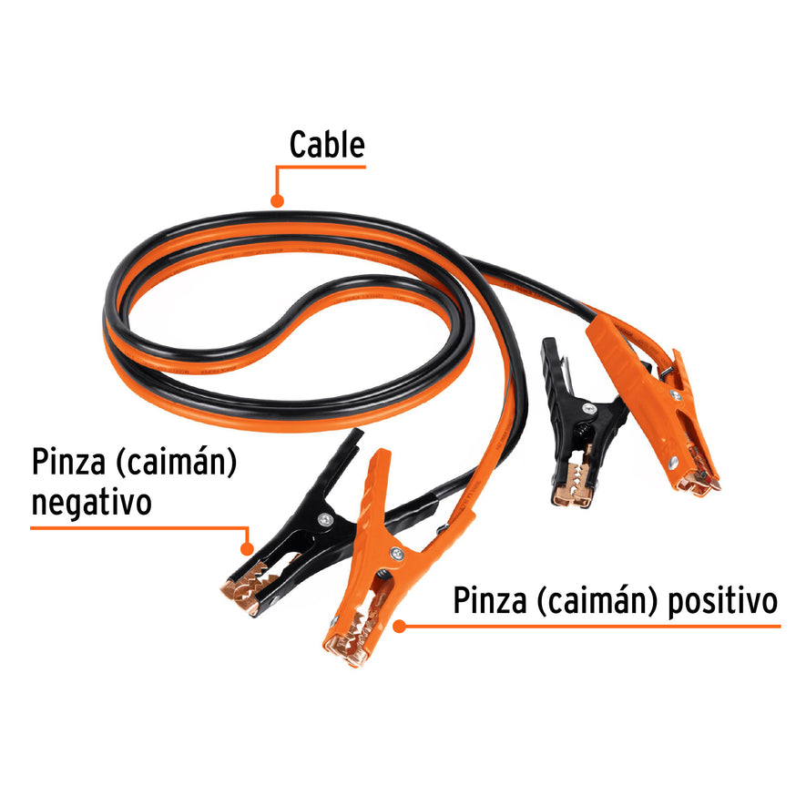 Cables pasa corriente 3 m, 225 A, 8 AWG, con funda, Truper Caja con 2, 17543