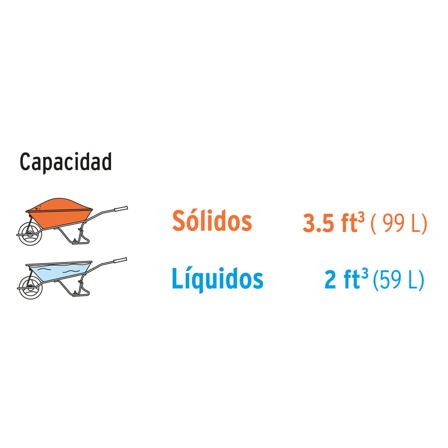 Carretilla 3.5 ft3 roja,angosta, imponchable, tubular,PRETUL, 20674