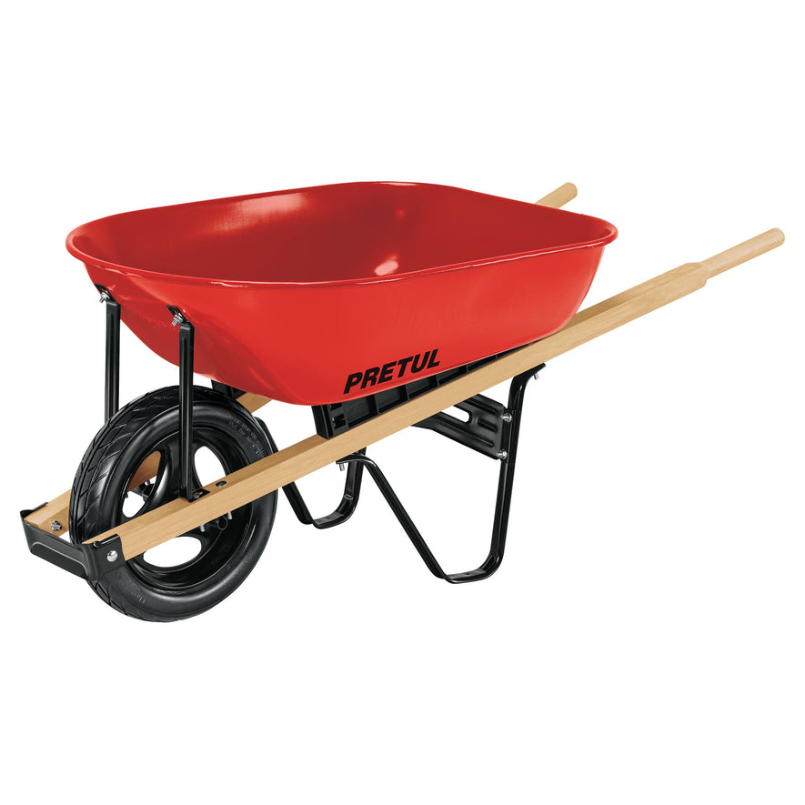 Carretilla 5.5ft3 roja Imponchable bastidores madera, Pretul, 20623