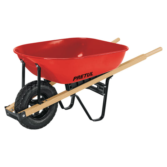 Carretilla 5.5 ft3 roja Neumática, bastidores madera, Pretul, 20622