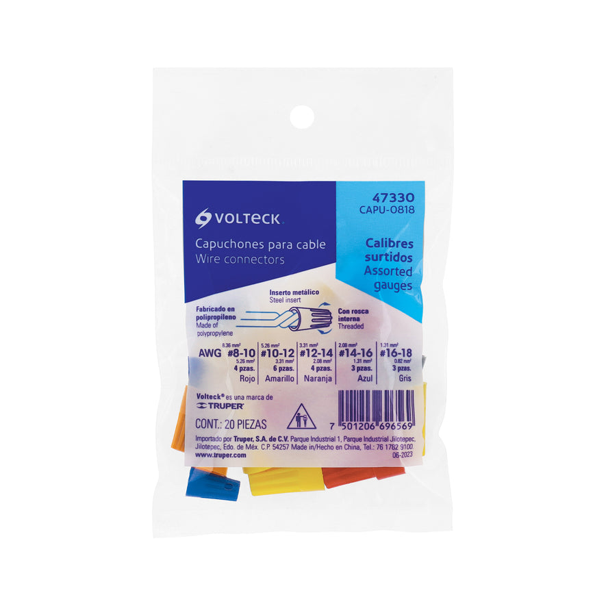 Bolsa con 20 capuchones para cable, calibres surtidos Caja con 10, 47330