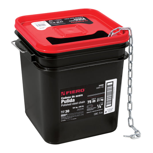 Metro de cadena pulida de 1/8', 75 m en cubeta, Fiero Caja con 75, 44260