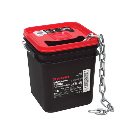 Metro de cadena pulida de 5/16', 20 m en cubeta, Fiero Caja con 20, 44263
