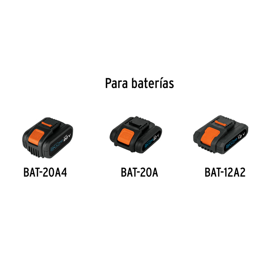 Cargador de baterías de ion litio de 12 y 20 V, TRUPER PRO, 12335