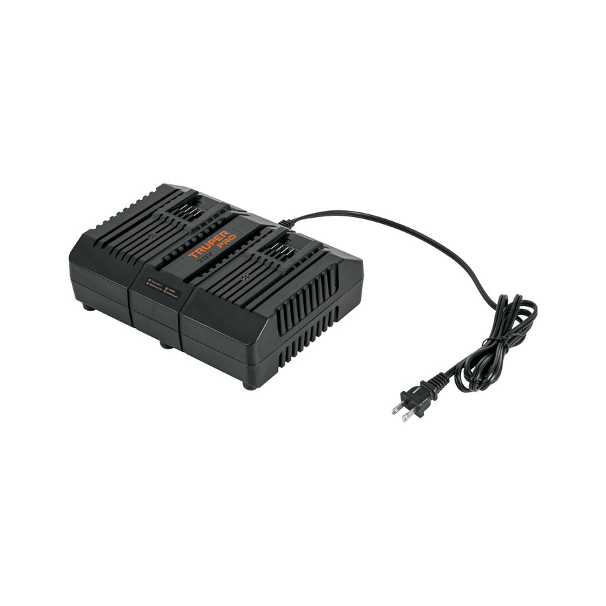 Cargador dual de baterías de ion litio 20V, TRUPER PRO, 103241