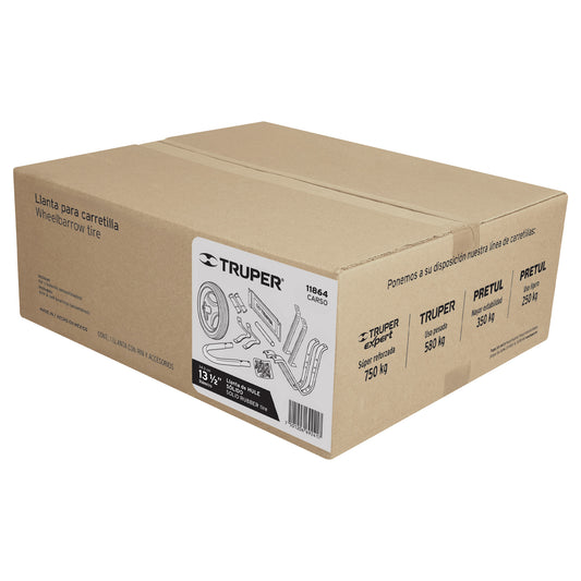 Caja c/llanta hule sólido y acc. p/carretilla TRUPER, 11864