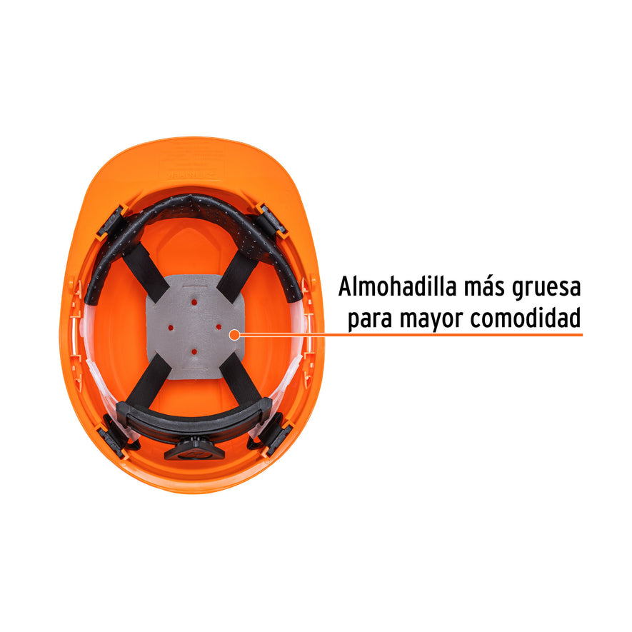 Casco de seguridad, ajuste de matraca, naranja, Truper Caja con 4, 14292