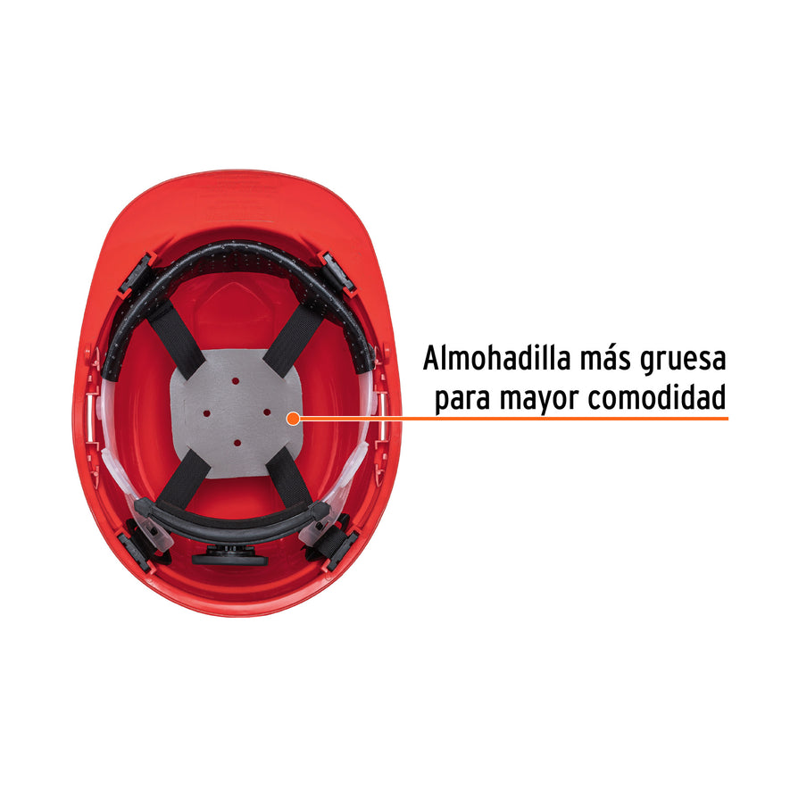 Casco de seguridad, ajuste de matraca, rojo, Truper Caja con 4, 10373
