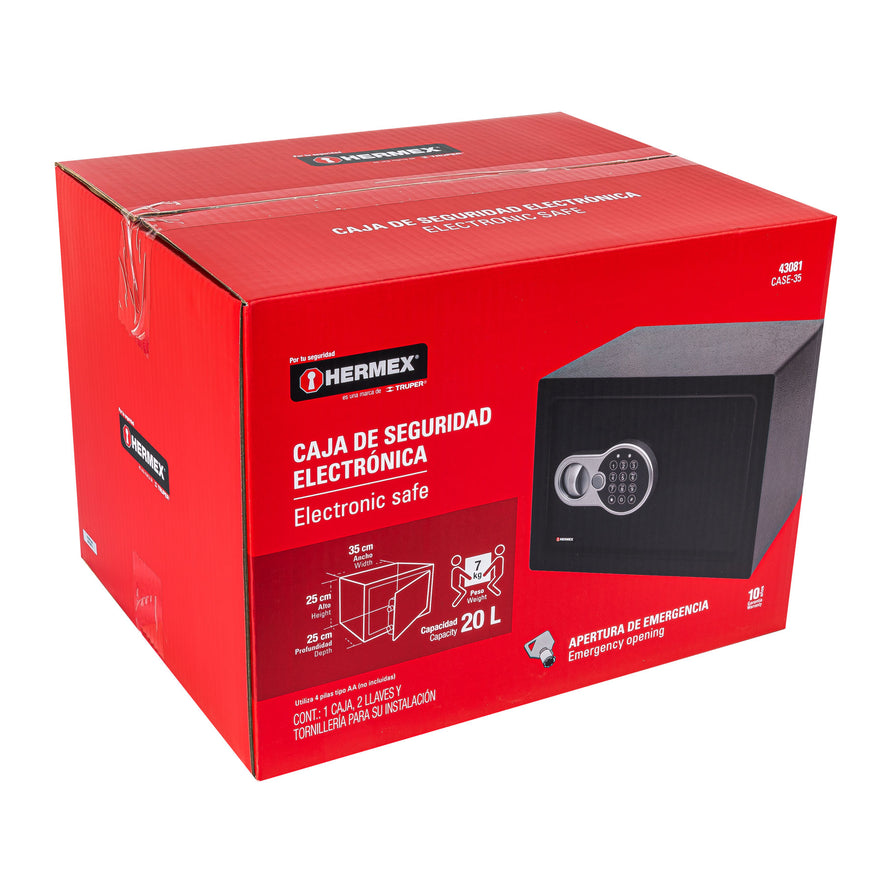 Caja de seguridad electrónica, mediana, Hermex, 43081