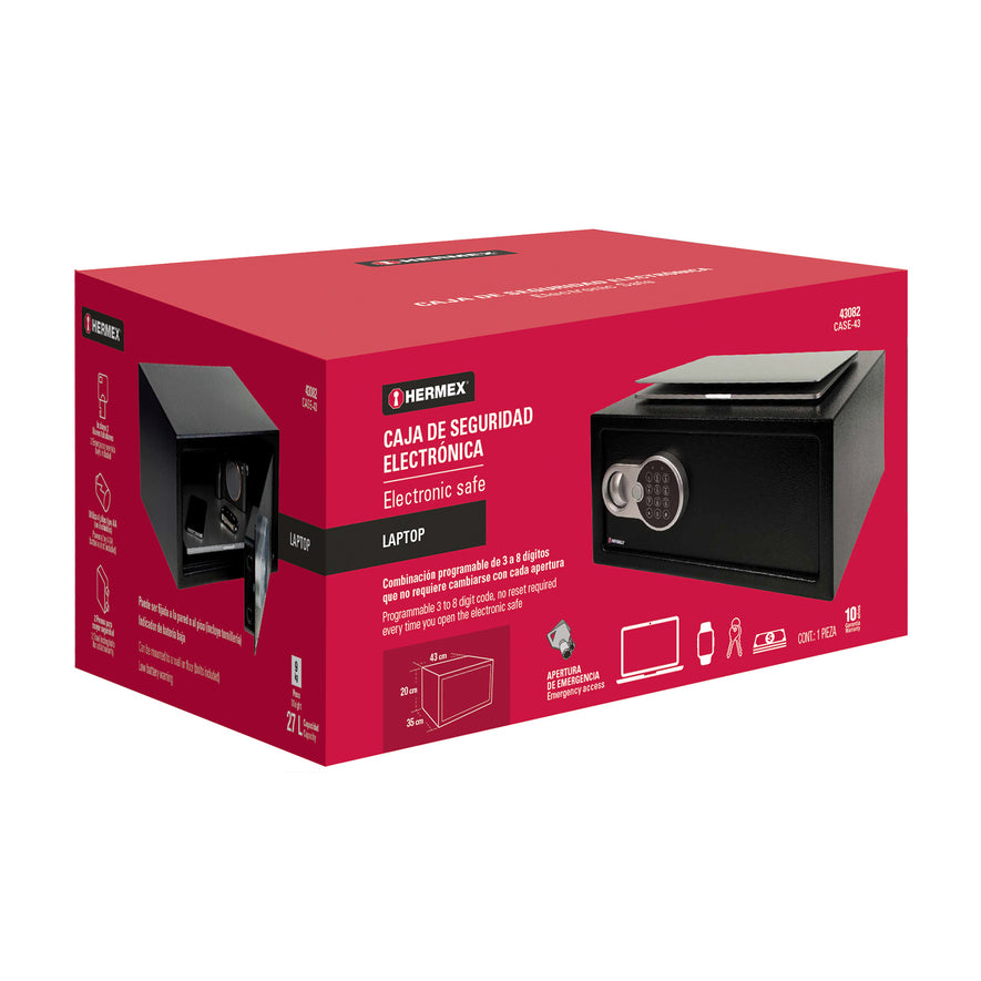 Caja de seguridad electrónica, Laptop, Hermex, 43082