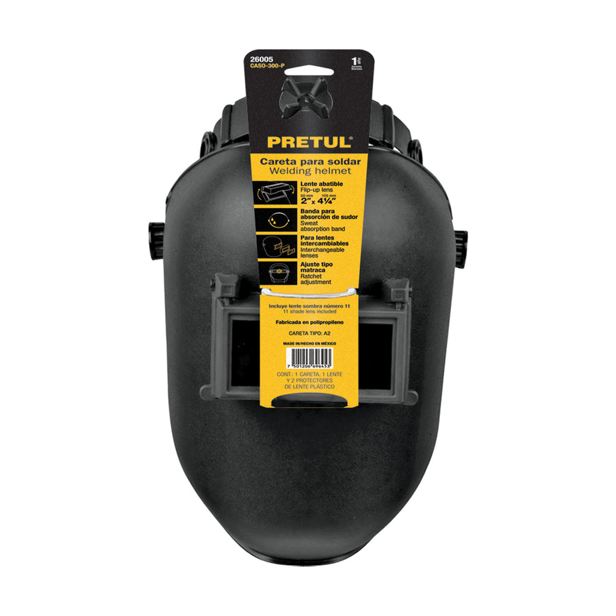 Careta p/soldar con lente abatible, sombra 11, PRETUL Caja con 4, 26005