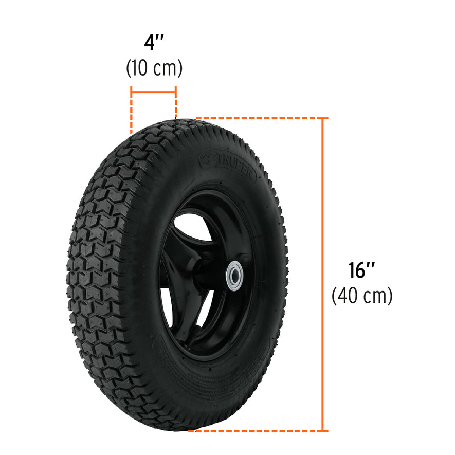 Carretilla 5.5 ft3 Neumática, bastidor tubular, Truper, 11752