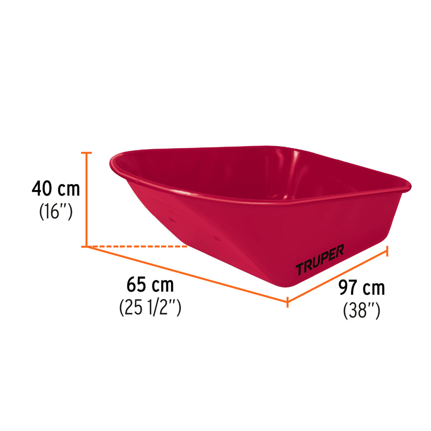 Carretilla 6 ft3 Imponchable, bastidor tubular, Truper, 10255