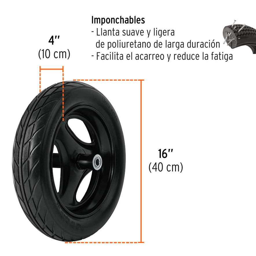 Carretilla 6 ft3 Imponchable, bastidor tubular, Truper, 10255