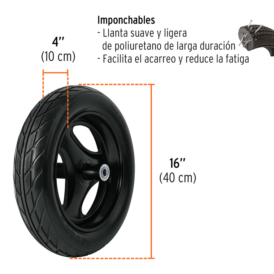 Carretilla concha plástica 6 ft Imponchable b/tubular,Truper, 100178