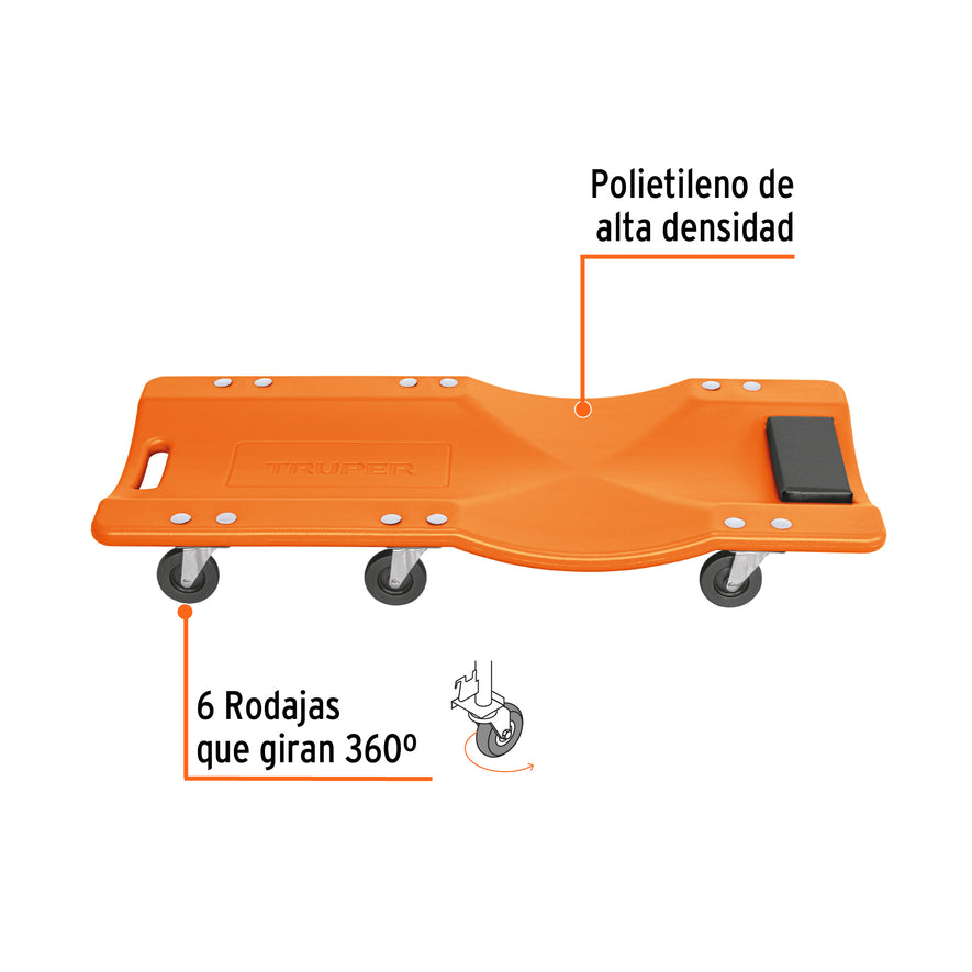 Cama de plástico 36' para mecánico, Truper, 100903