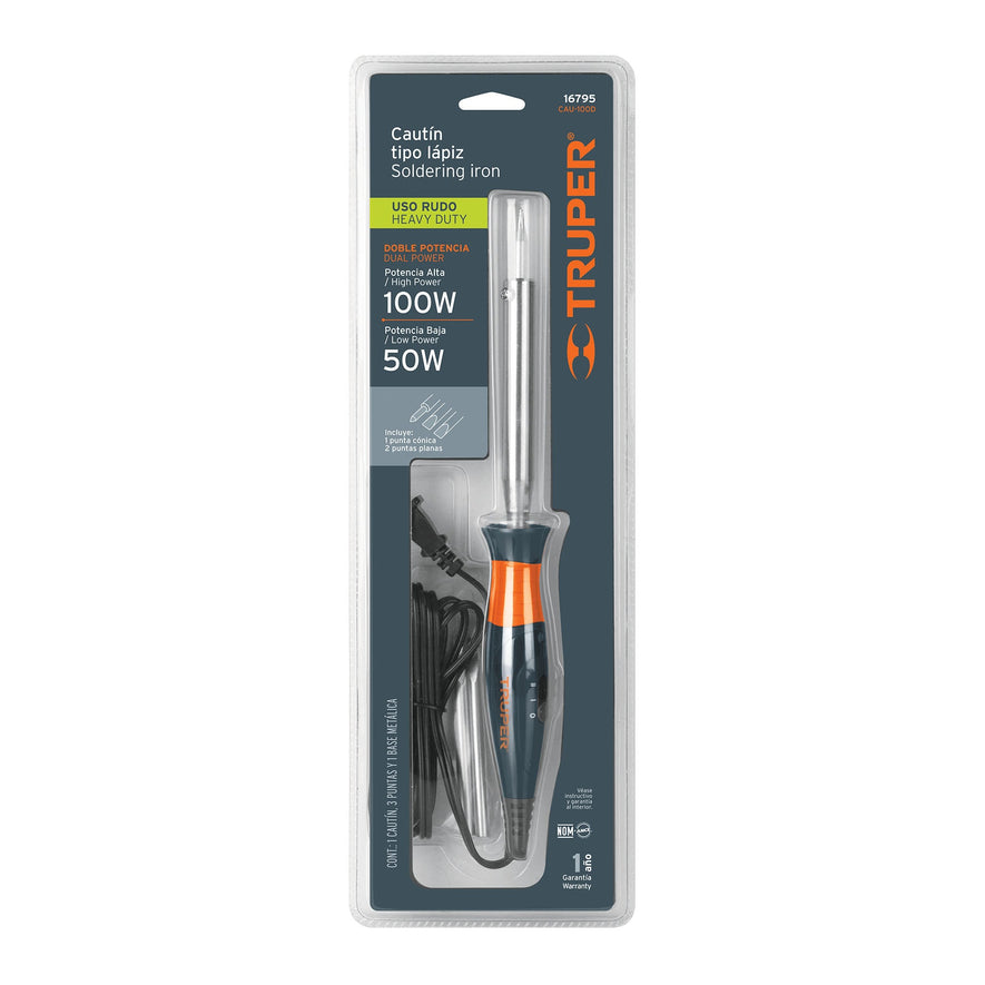 Cautín 100 W tipo lápiz con 2 temperaturas para uso rudo Caja con 4, 16795
