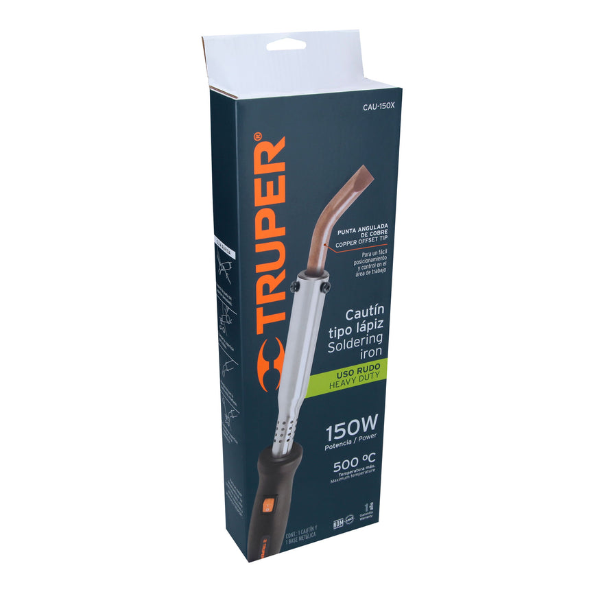 Cautín 150 W tipo lápiz punta angulada para uso rudo, Truper, 16791