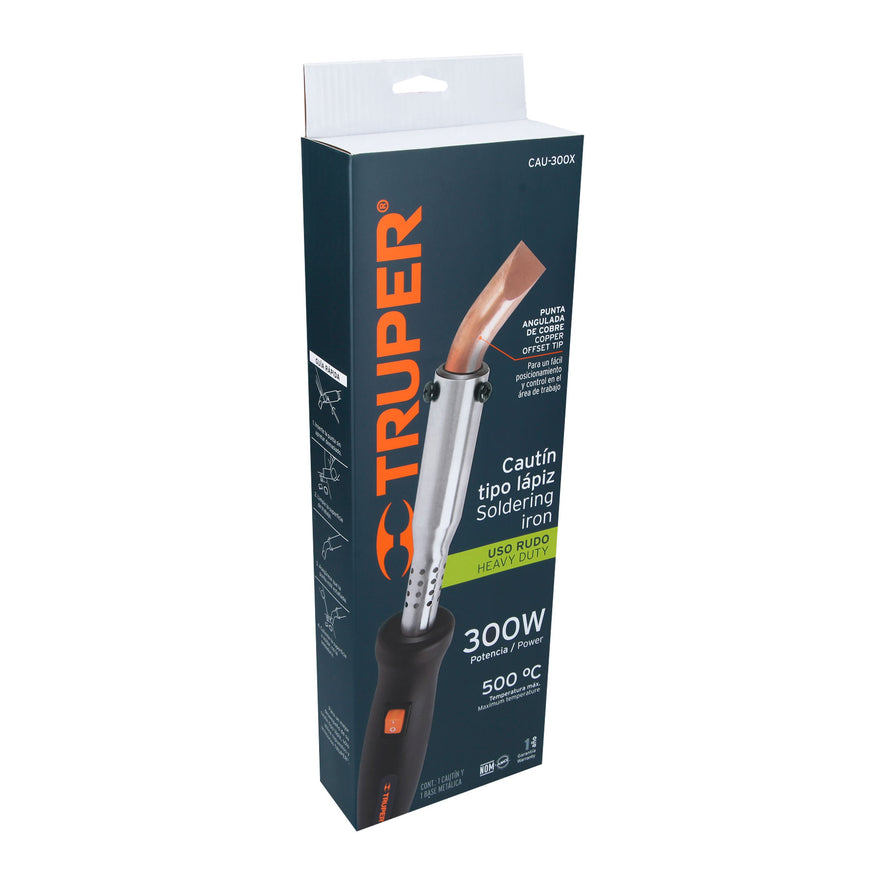 Cautín 300 W tipo lápiz punta angulada para uso rudo, Truper, 16792