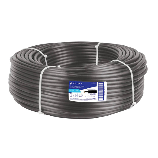 Metro de cable uso extra rudo 2 x 14 AWG en rollo de 100 m Caja con 100, 40004
