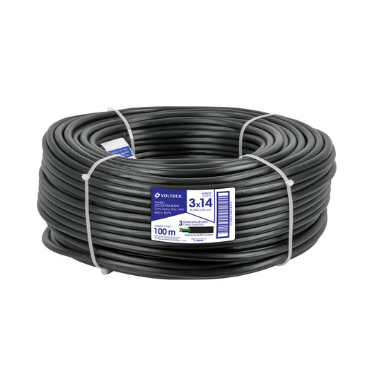Metro de cable uso extra rudo 3 x 14 AWG en rollo de 100 m Caja con 100, 40007